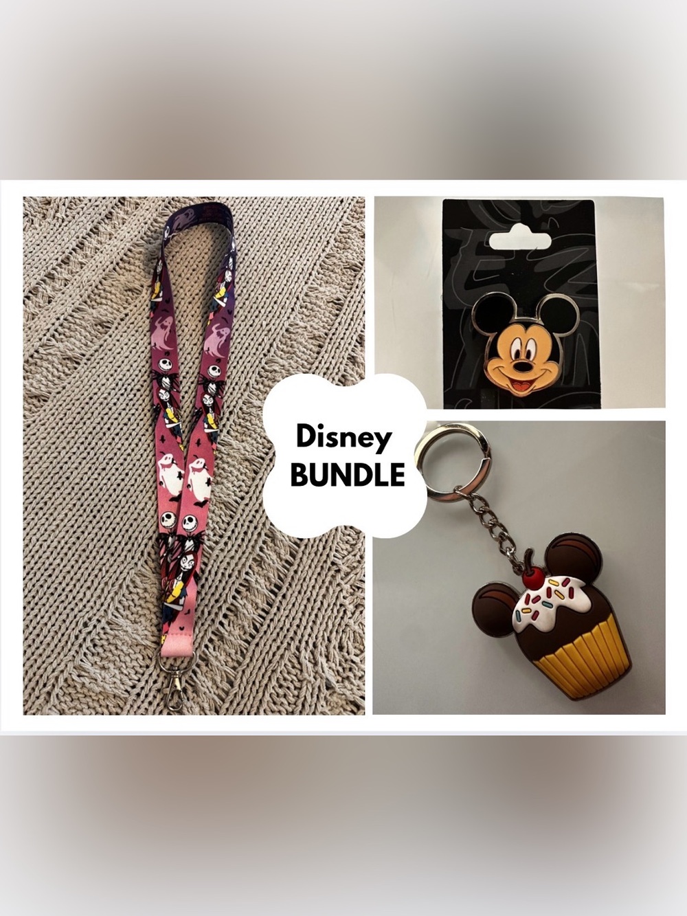 Disney Accessories Bundle - Lanyard, Keychain and trading pin